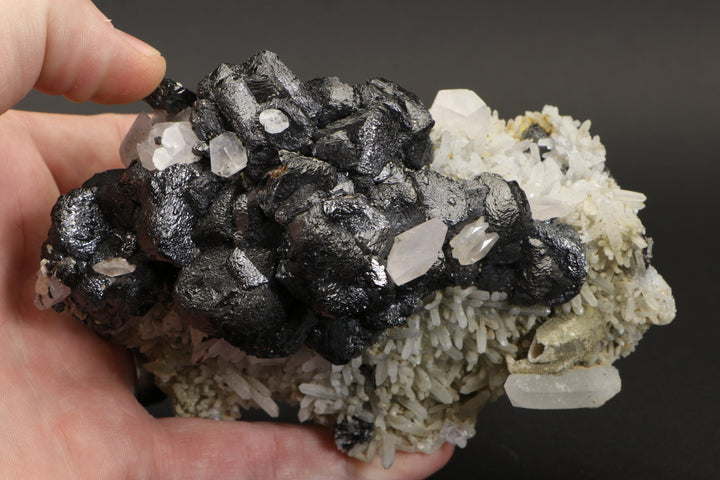 Sphalerite with Calcite and Quartz Specimen - Bor Mine, Dalnegorsk DX1114