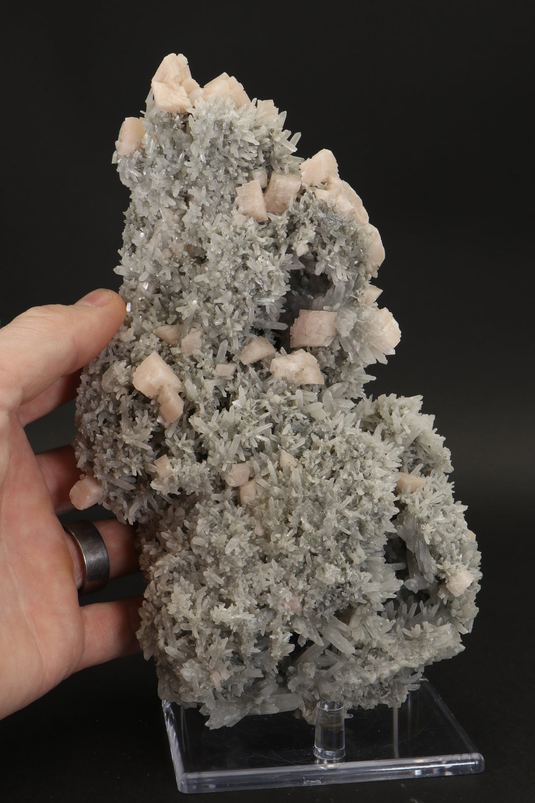 Needle Quartz Cluster with Pink Dolomite Crystals DX1485