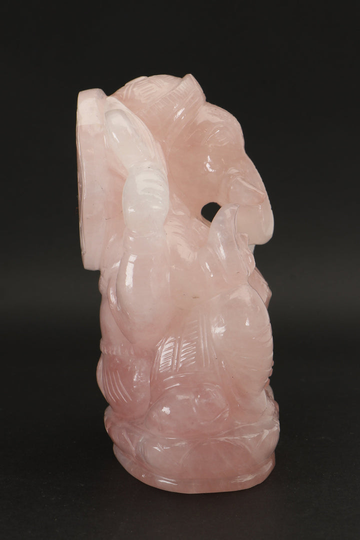 Rose Quartz Ganesha Statue DD1347