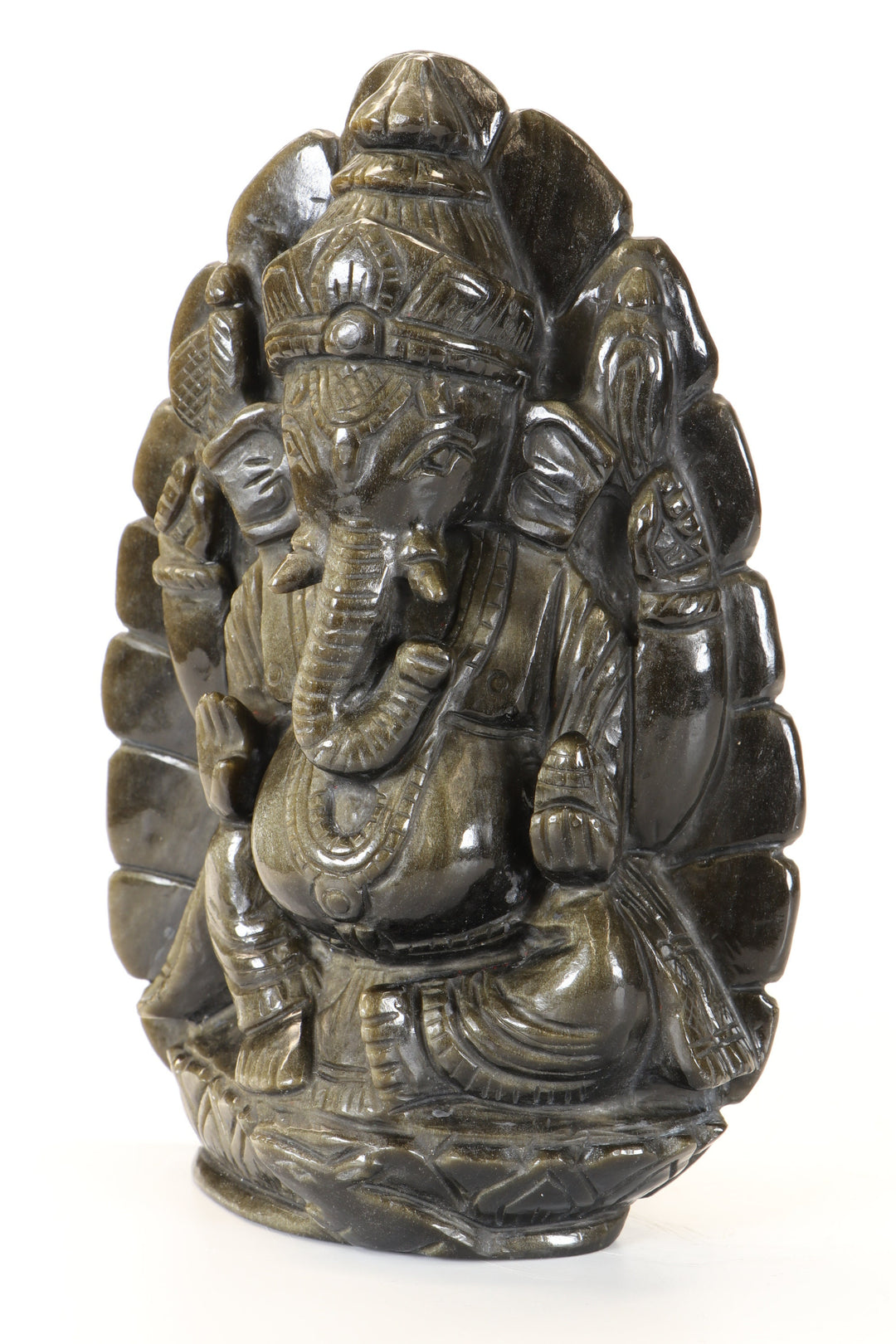 Gold Sheen Obsidian Ganesha Carving TD3451