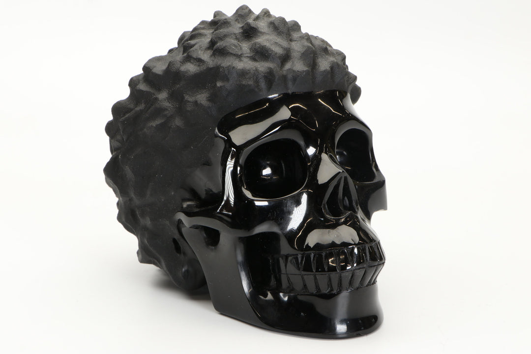 Black Obsidian Crystal Skull with Hair DD3807