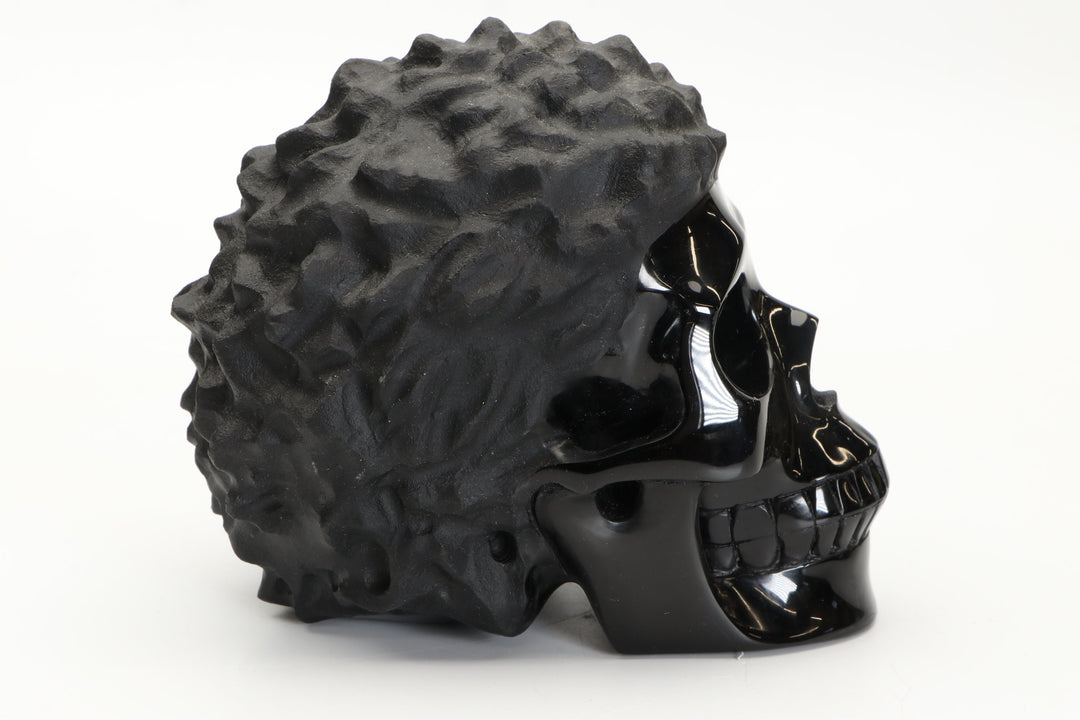 Black Obsidian Crystal Skull with Hair DD3807