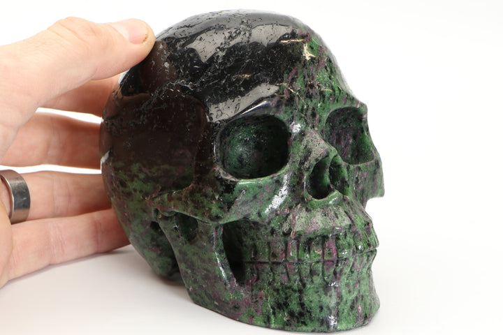 5" Ruby in Zoisite Crystal Skull Carving TU2365