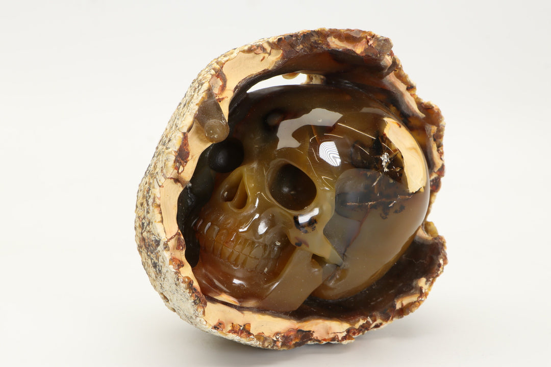 Carnelian Agate Nodule Skull Carving TU2423