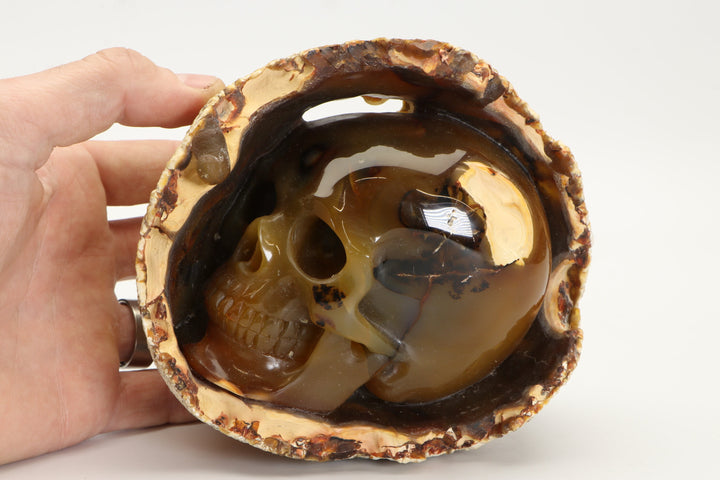 Carnelian Agate Nodule Skull Carving TU2423