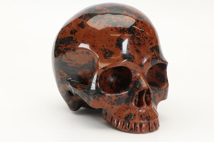 Mahogany Obsidian Pirate Skull Carving DD3430