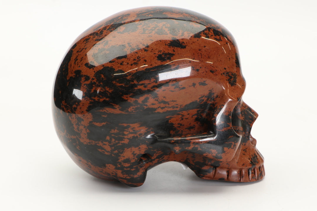 Mahogany Obsidian Pirate Skull Carving DD3430