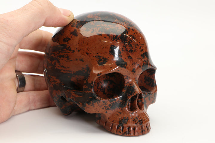 Mahogany Obsidian Pirate Skull Carving DD3430