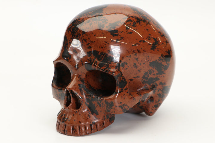 Mahogany Obsidian Pirate Skull Carving DD3430