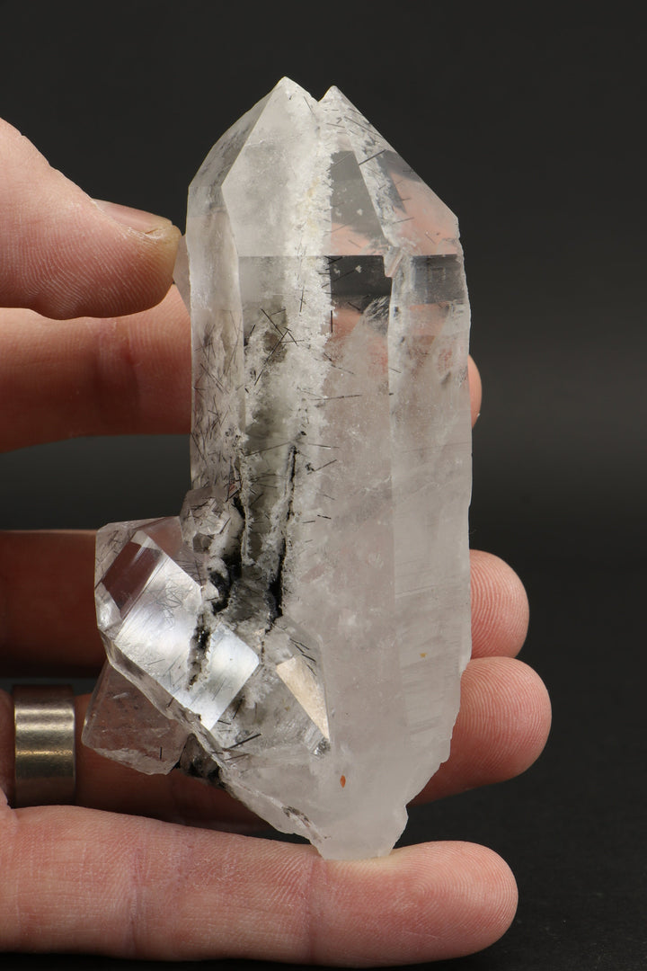 4" Quartz with Chlorite and Black Rutile Inclusions DX792