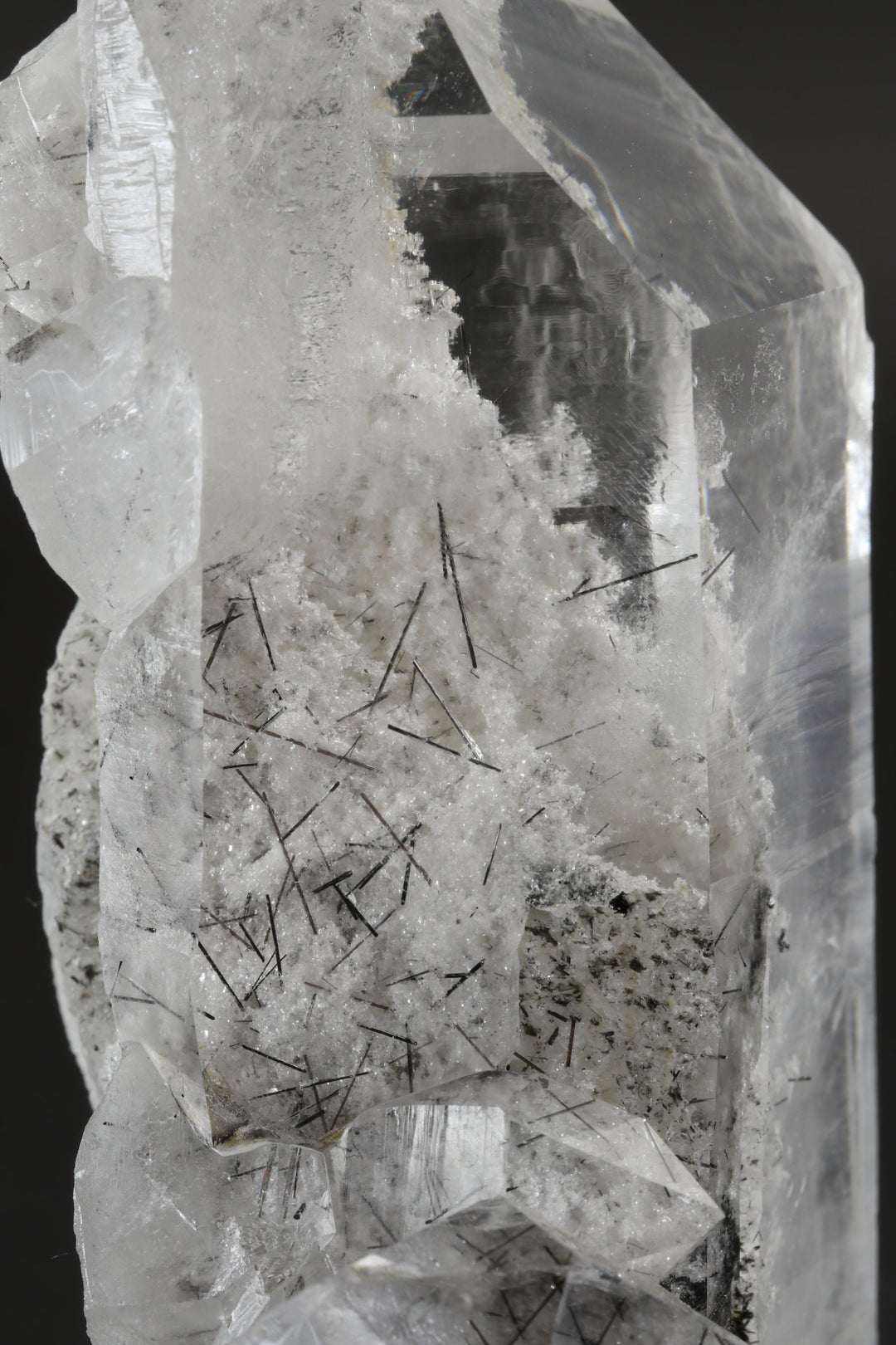 4" Quartz with Chlorite and Black Rutile Inclusions DX792