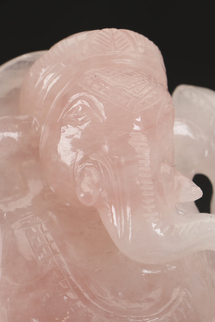 Rose Quartz Ganesha Statue DD1347