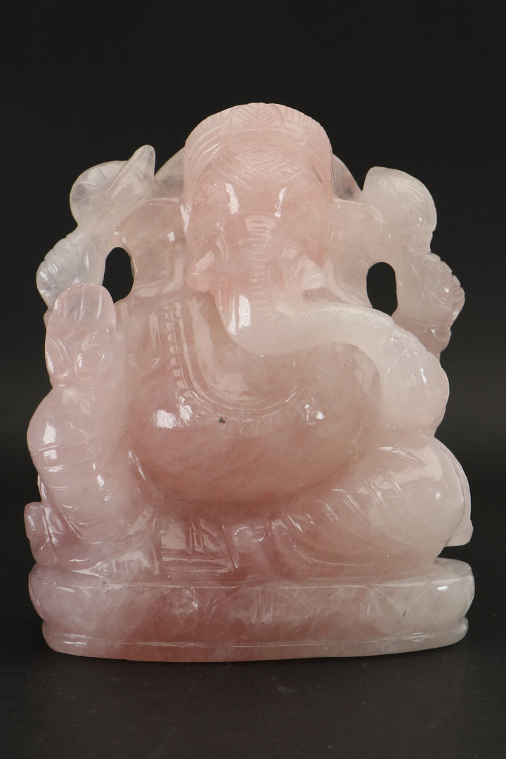 Rose Quartz Ganesha Statue DD1347