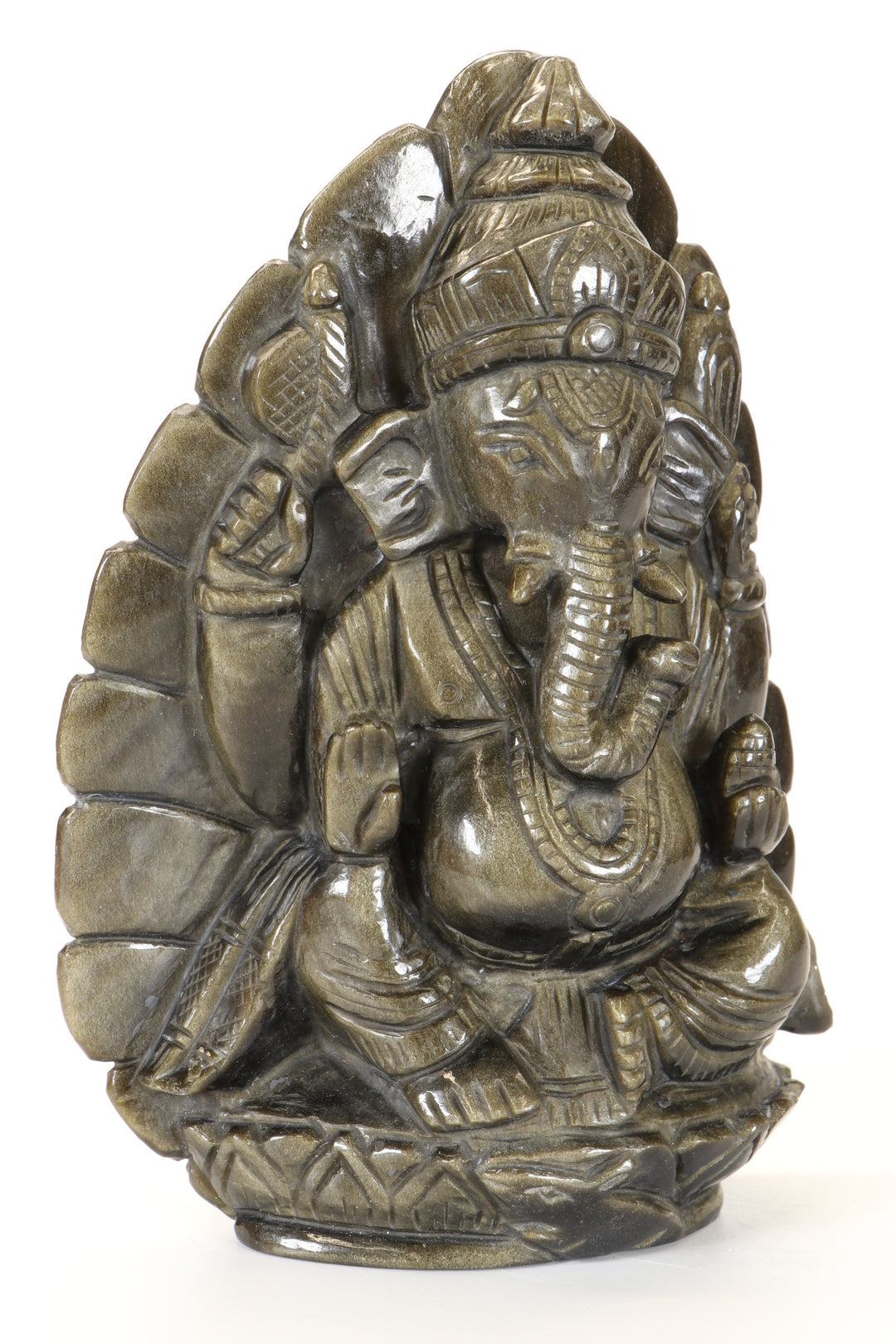 Gold Sheen Obsidian Ganesha Carving TD3451