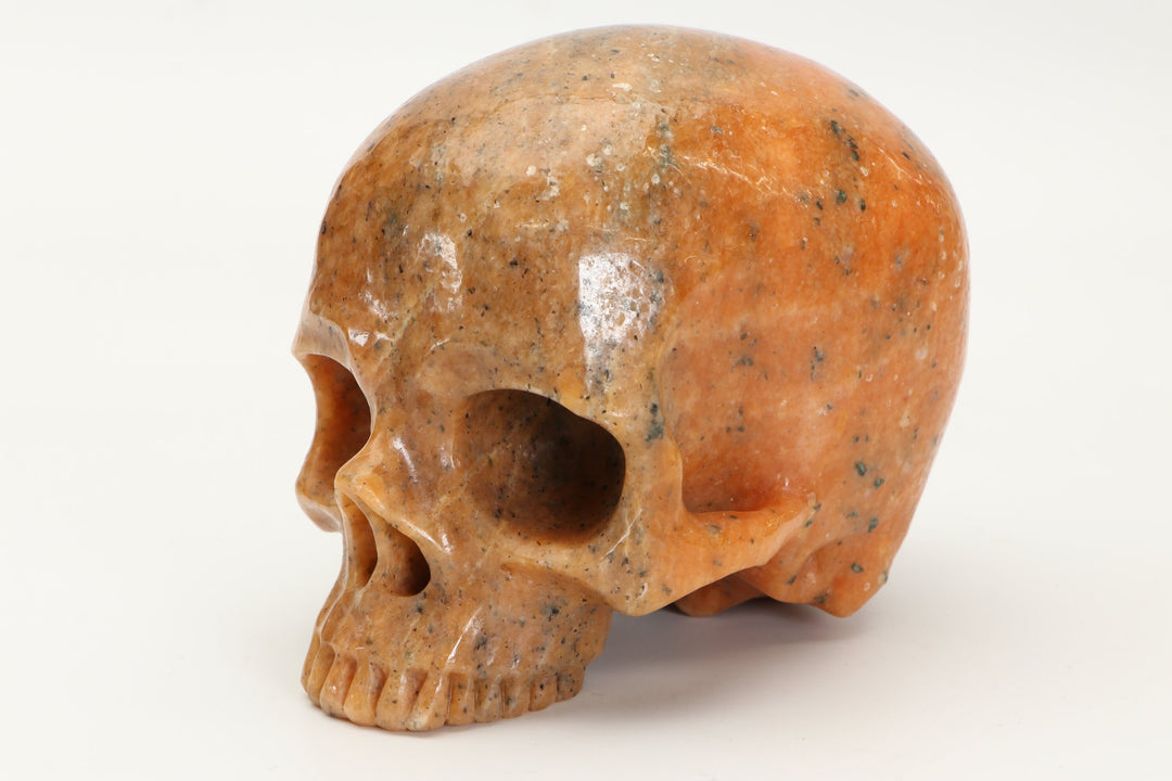 Jawless Orange Calcite Skull Carving DD3500