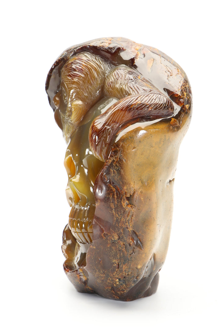 Agate Skull with Monkey Carving DM1197