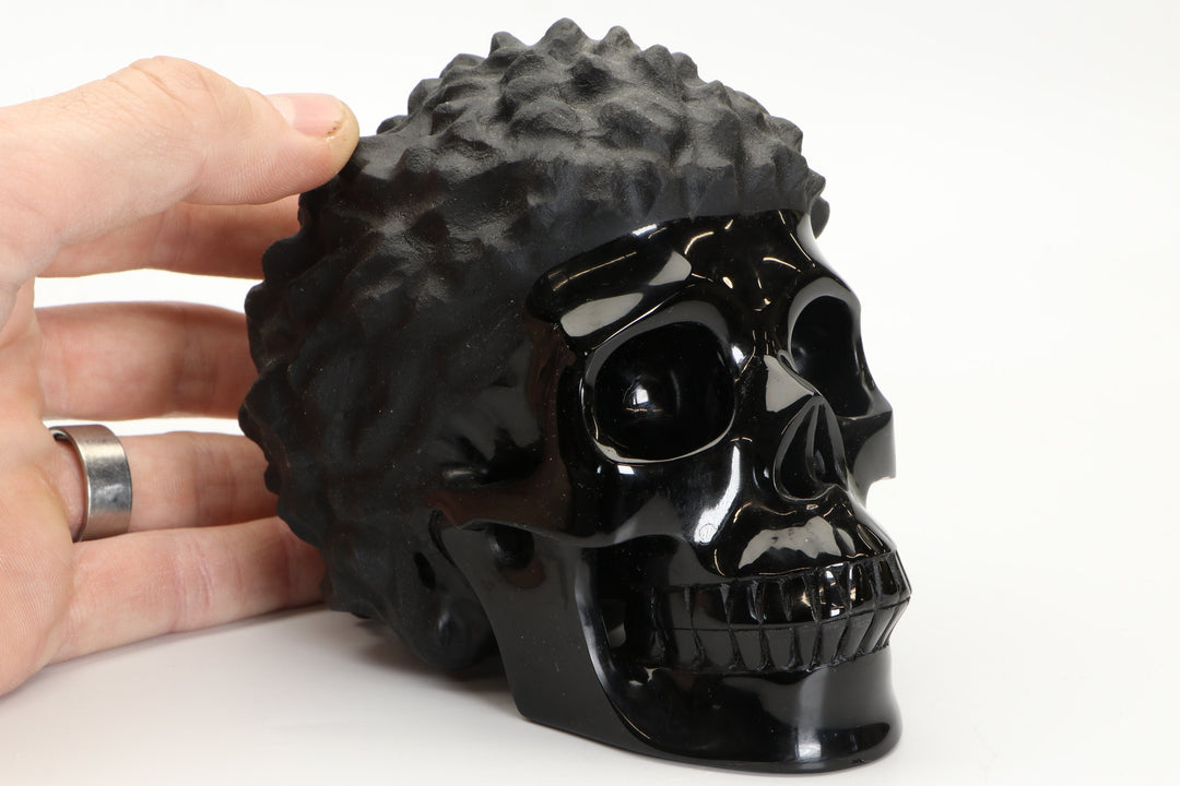 Black Obsidian Crystal Skull with Hair DD3807