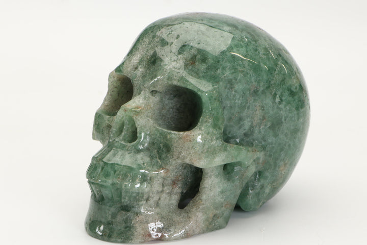 5" Green Quartz Skull Carving TU326