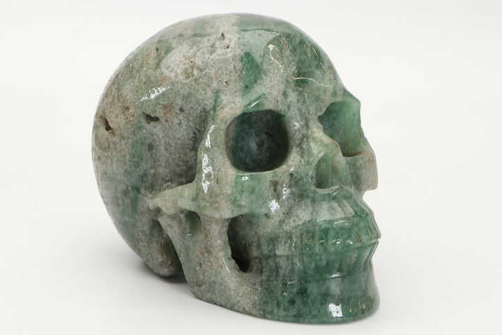 5" Green Quartz Skull Carving TU326