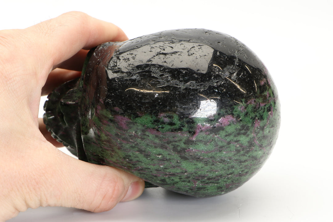 5" Ruby in Zoisite Crystal Skull Carving TU2365