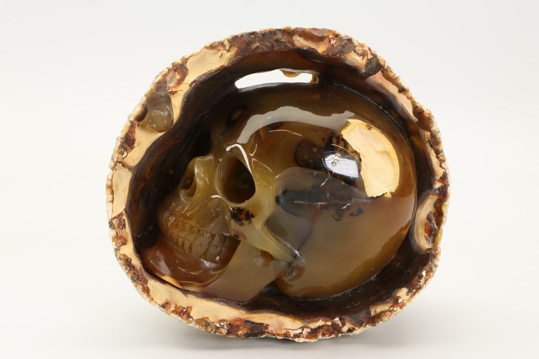 Carnelian Agate Nodule Skull Carving TU2423