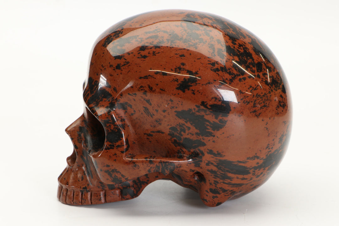 Mahogany Obsidian Pirate Skull Carving DD3430