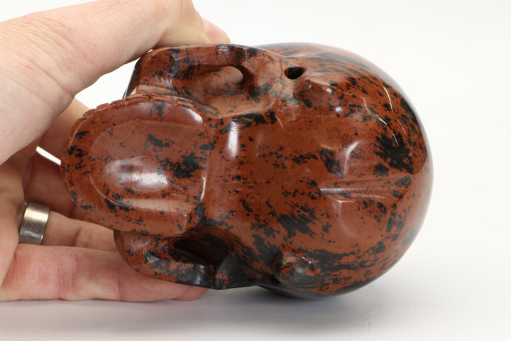 Mahogany Obsidian Pirate Skull Carving DD3430