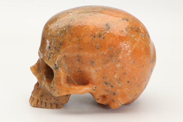 Jawless Orange Calcite Skull Carving DD3500