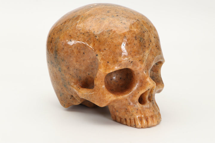 Jawless Orange Calcite Skull Carving DD3500