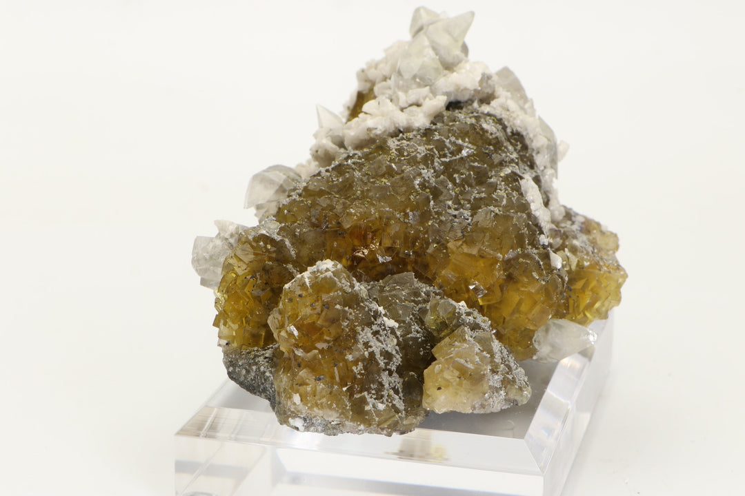 Moscona Mine Spanish Yellow Fluorite Specimen with Calcite and Dolomite TU1019