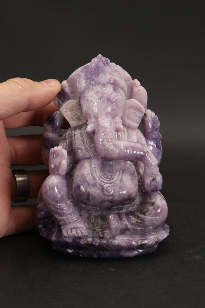 Lepidolite Ganesha Carving TD3455