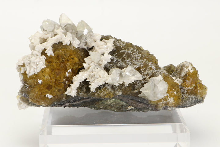 Moscona Mine Spanish Yellow Fluorite Specimen with Calcite and Dolomite TU1019