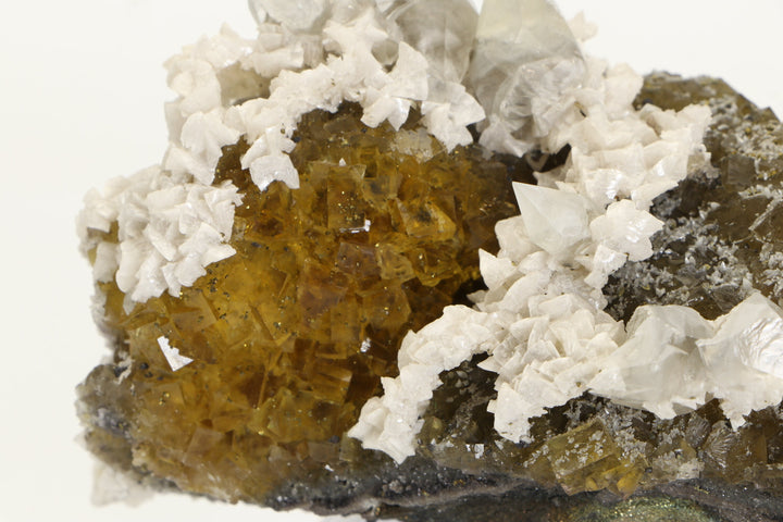 Moscona Mine Spanish Yellow Fluorite Specimen with Calcite and Dolomite TU1019