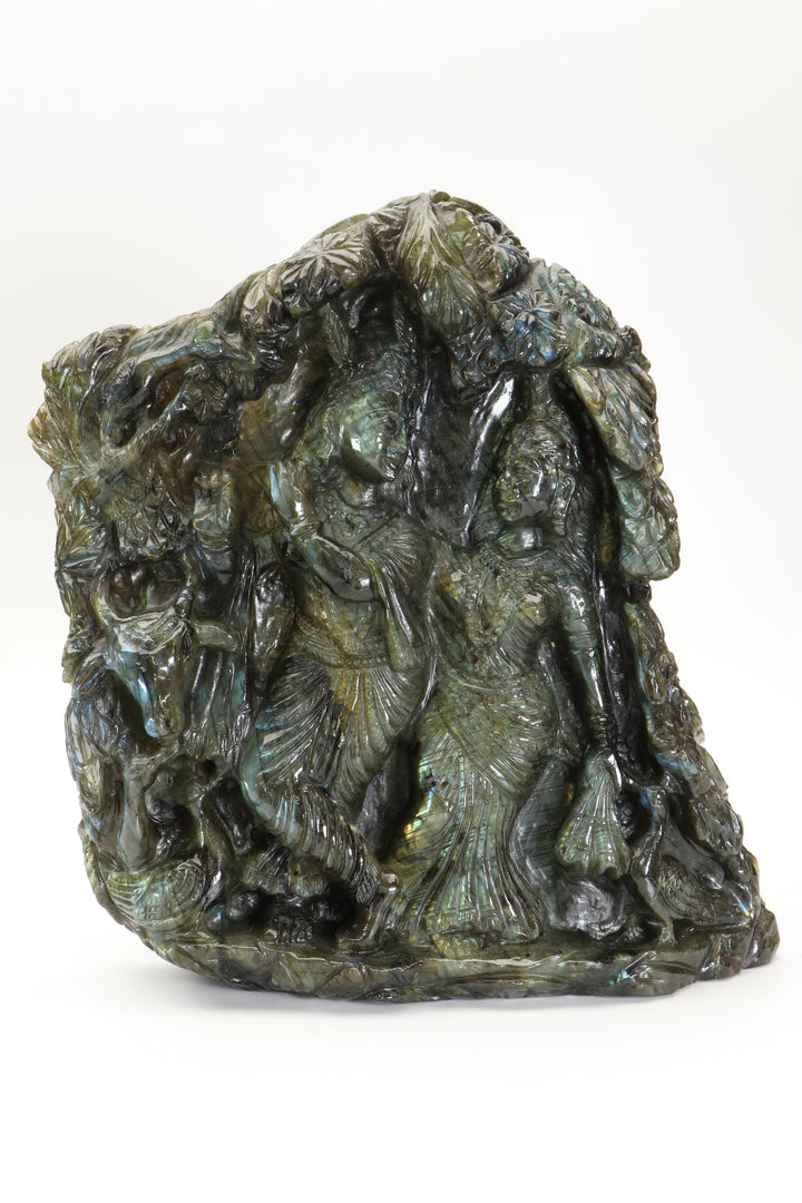 Labradorite Radha Krishna Carving DX4976