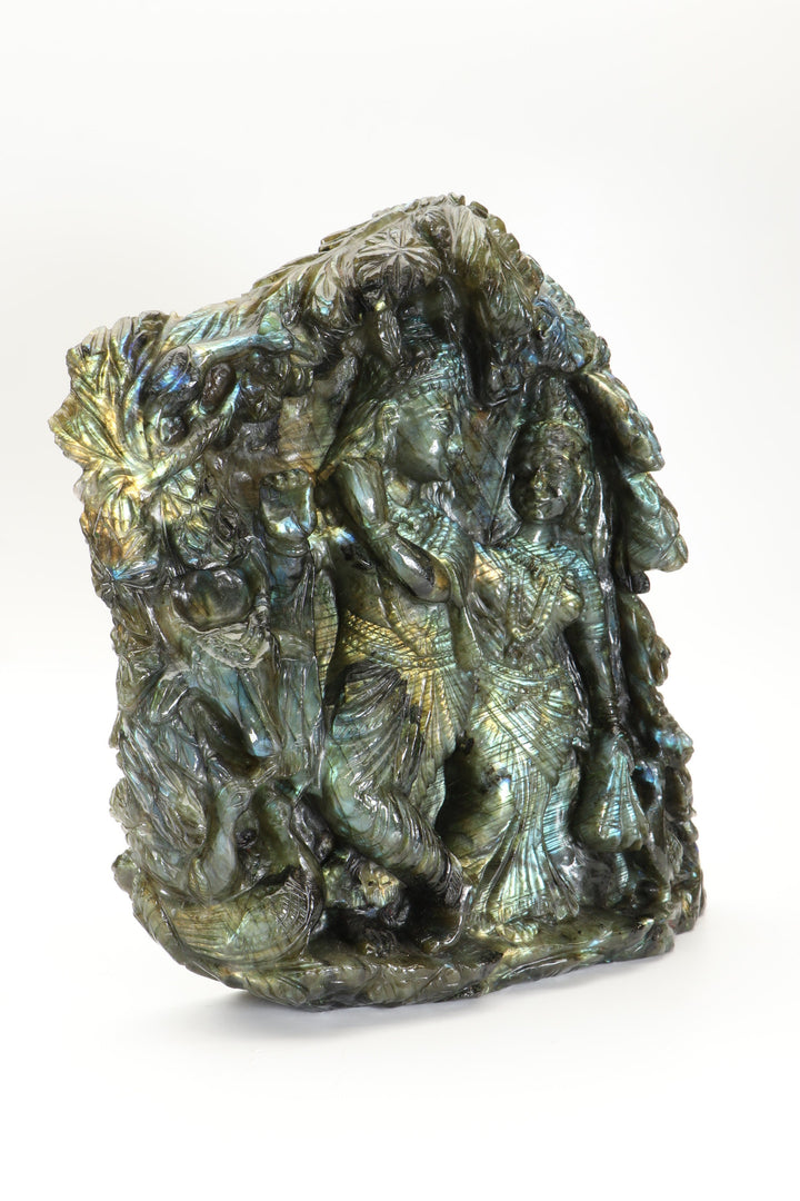 Labradorite Radha Krishna Carving DX4976