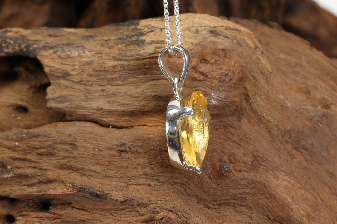 Faceted Citrine Sterling Silver Pendant DX4956