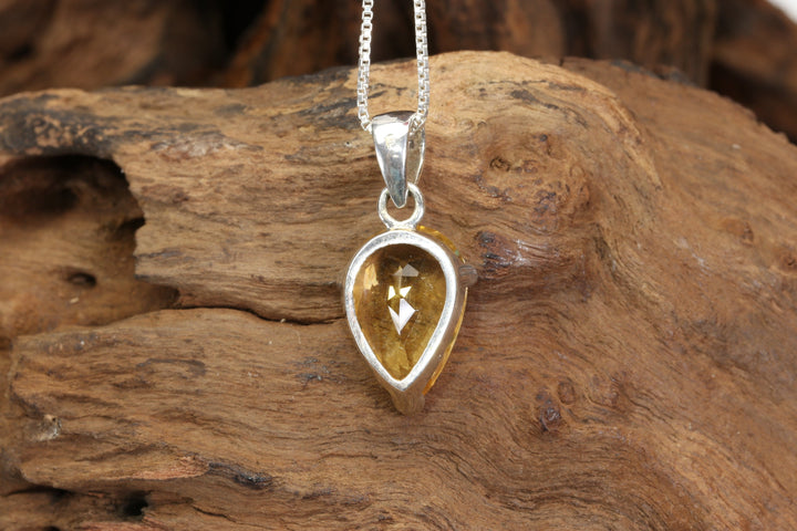 Faceted Citrine Sterling Silver Pendant DX4956