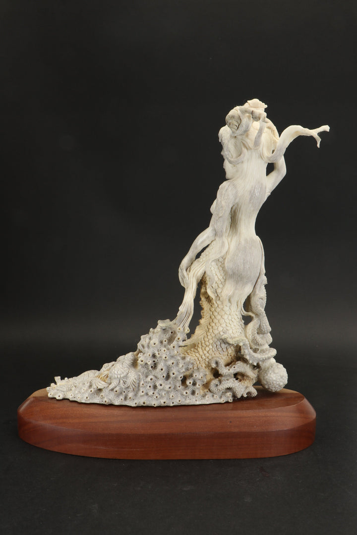 Mermaid Carving from Ethically Sourced Moose Antler TD803