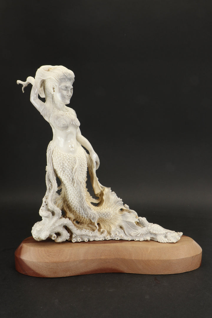 Mermaid Carving from Ethically Sourced Moose Antler TD803