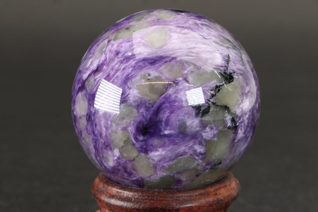 2" Russian Charoite Sphere with Stand DM878