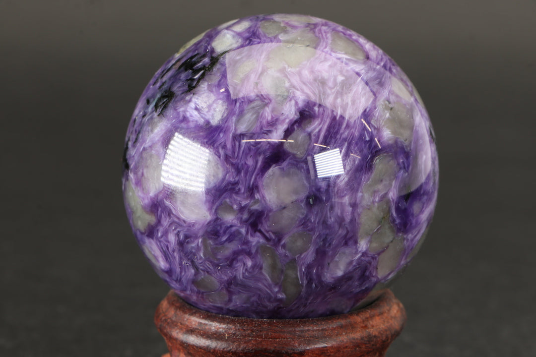 2" Russian Charoite Sphere with Stand DM878