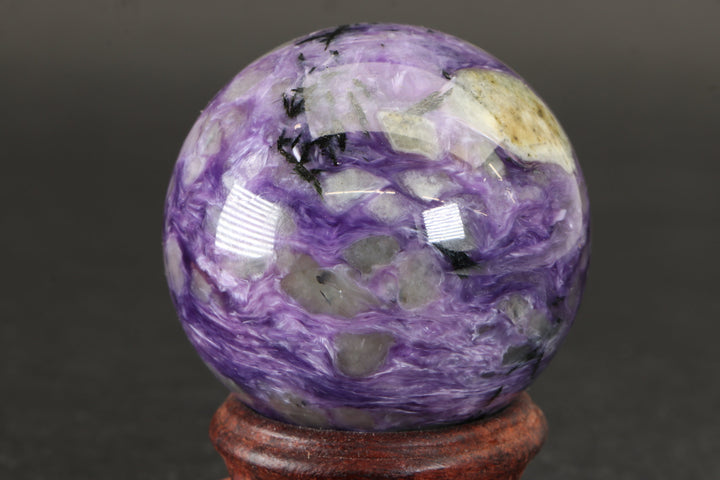 2" Russian Charoite Sphere with Stand DM878