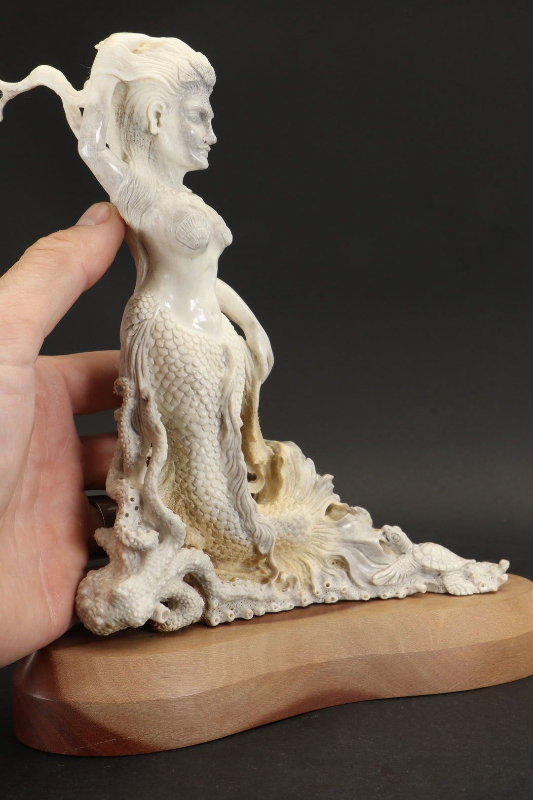 Mermaid Carving from Ethically Sourced Moose Antler TD803