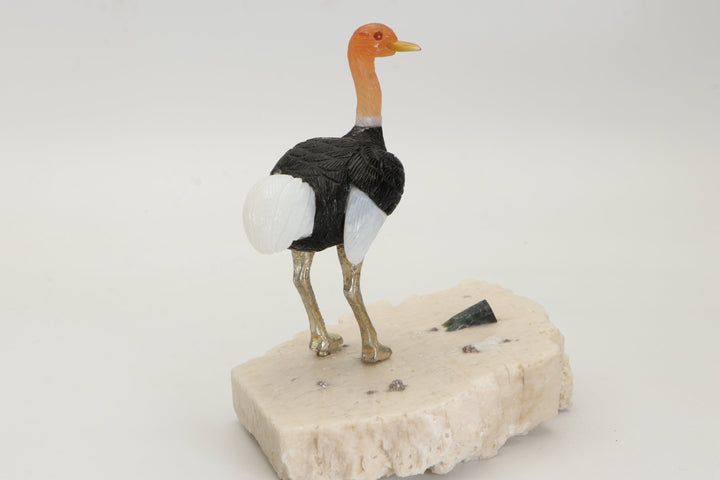 Onyx and Quartz Ostrich Carving DS431