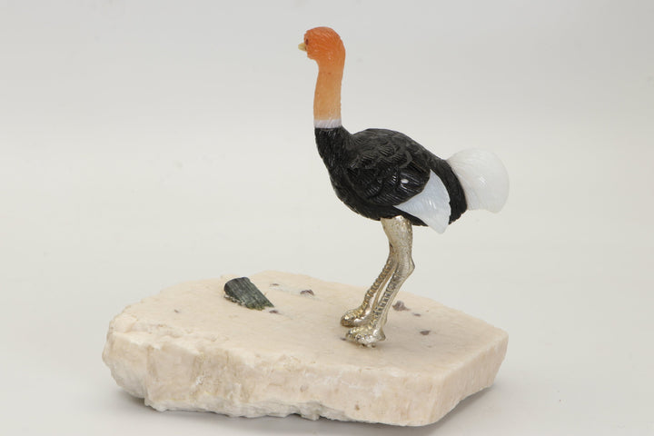 Onyx and Quartz Ostrich Carving DS431