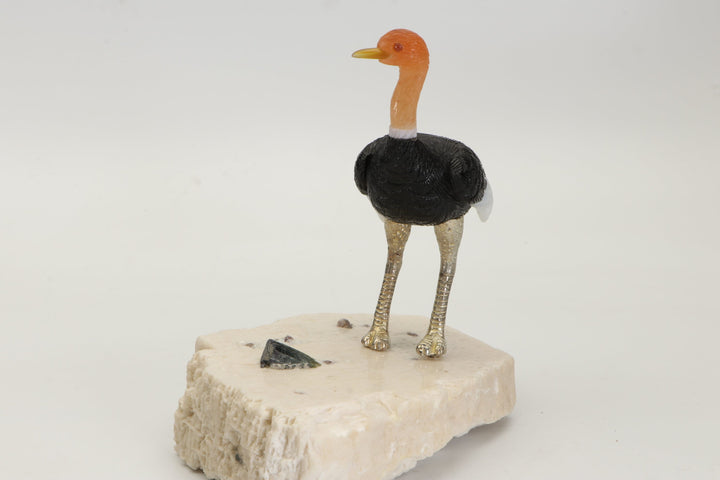 Onyx and Quartz Ostrich Carving DS431