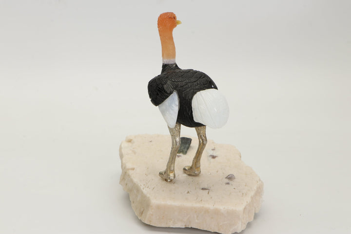 Onyx and Quartz Ostrich Carving DS431