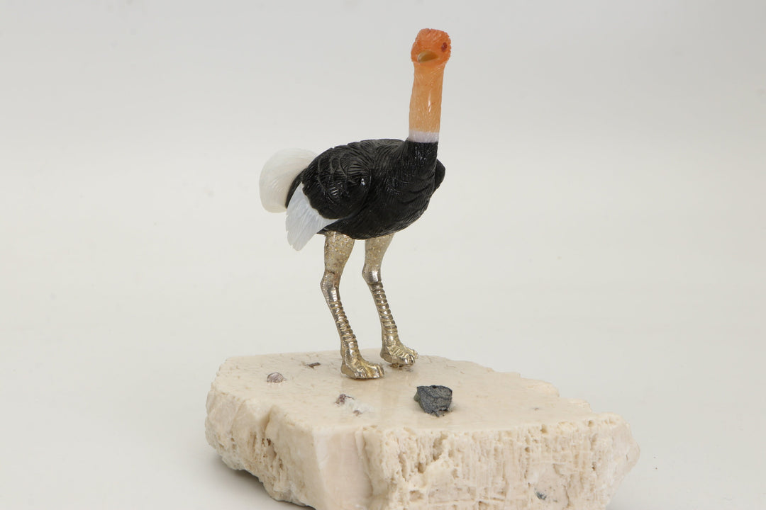 Onyx and Quartz Ostrich Carving DS431