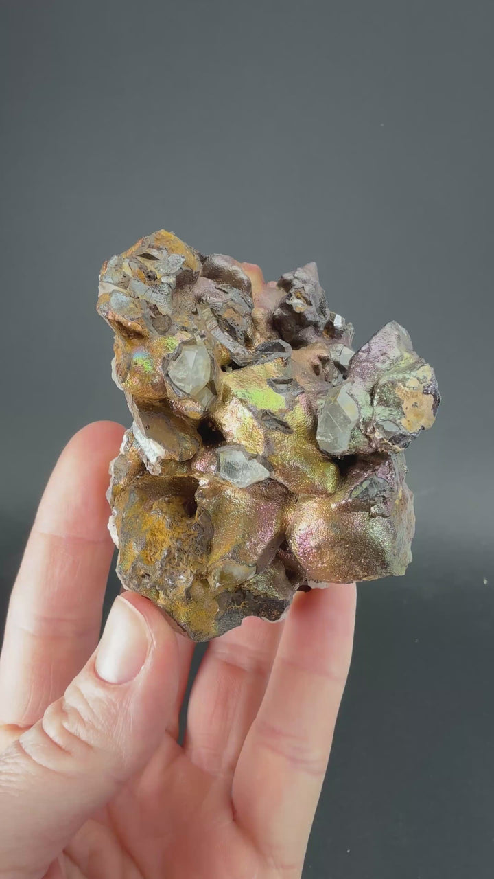 Quartz coated with Iridescent Goethite from Peru DS1819