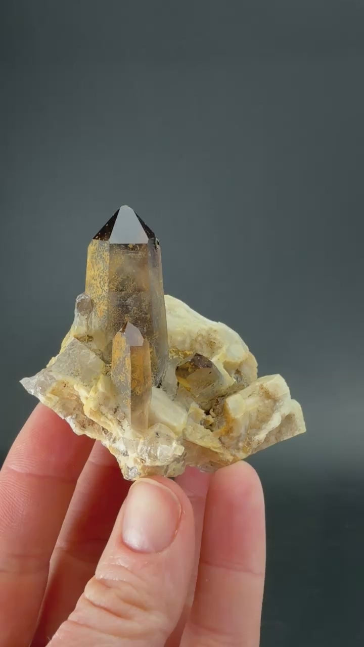 Smoky Quartz on Feldspar from Malawi TD534